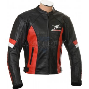 MV Agusta Corse Red & Black leather Biker Jacket